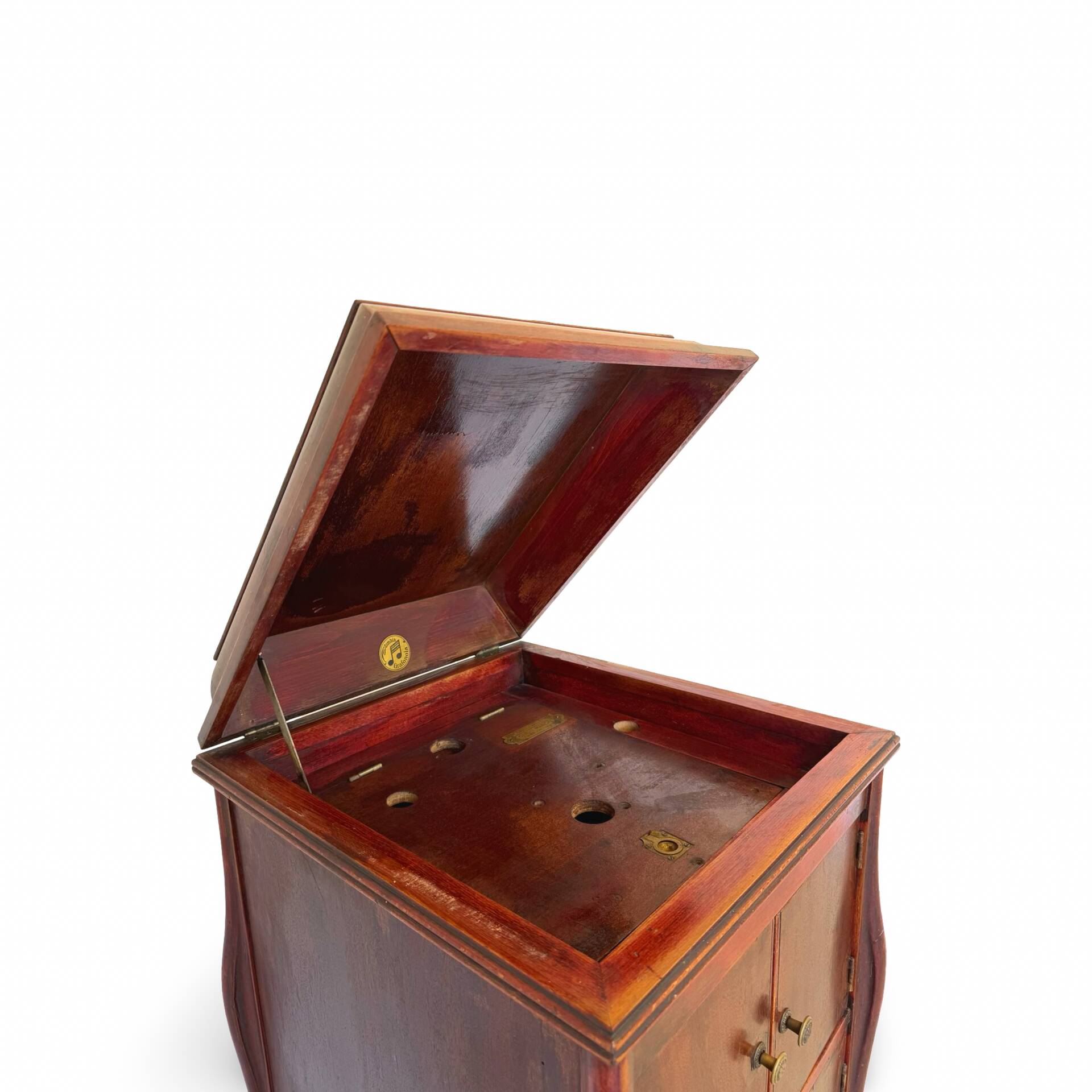 Italian floor-model upright phonograph cabinet, 1900s
