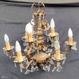 Lustre en bronze pampilles et décor anges