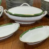 1960s Limoges porcelain dinner service, green and gold - 42 pieces
