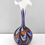 Grand vase en verre orange, blanc et bleu par Opaline Florence, Italie