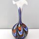Grand vase en verre orange, blanc et bleu par Opaline Florence, Italie