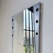 Pair of "Memphis" mirrors from the 80s in chrome and wood.