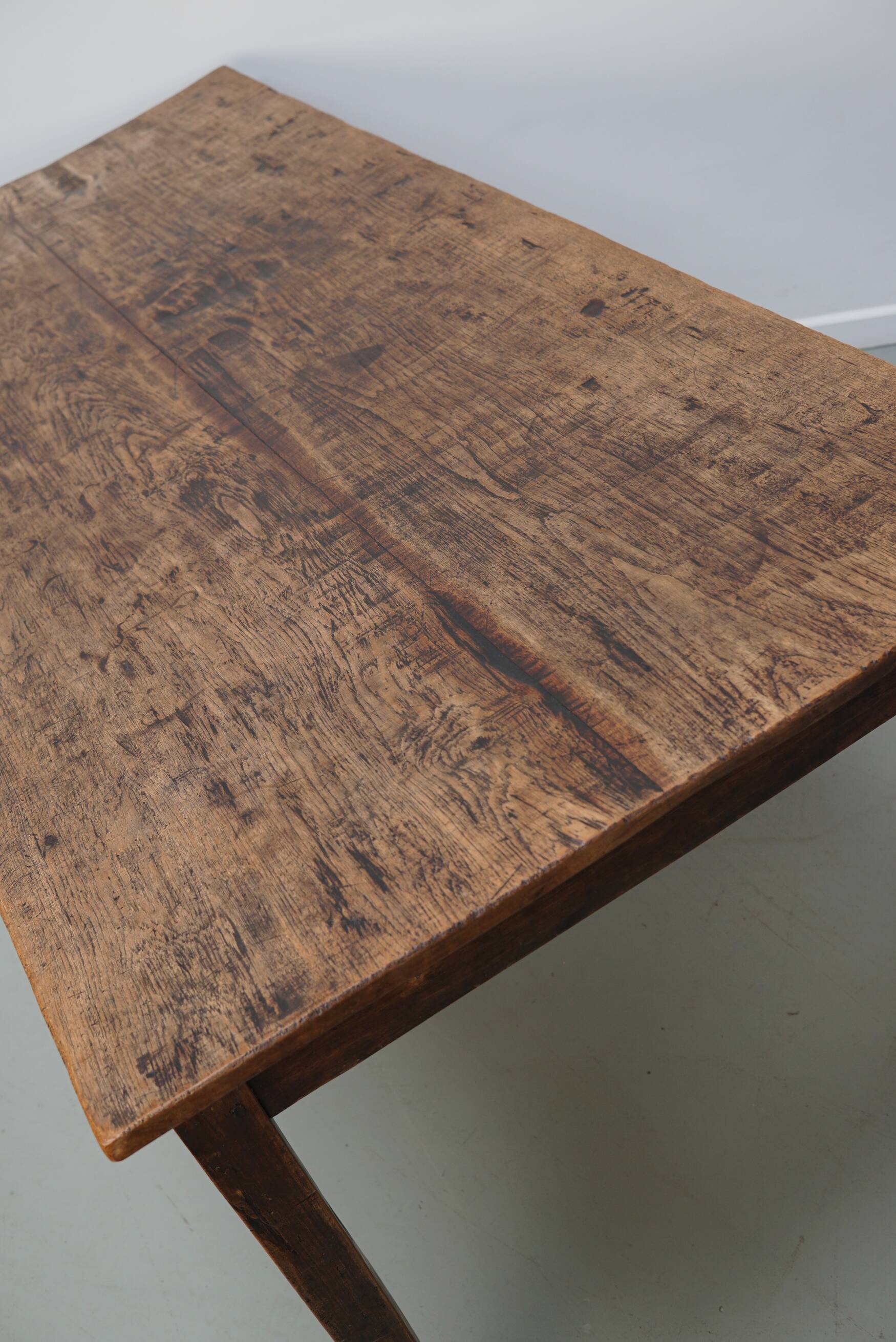 Antique Oak Early 20th Century Dutch Rustic Farmhouse Dining Table