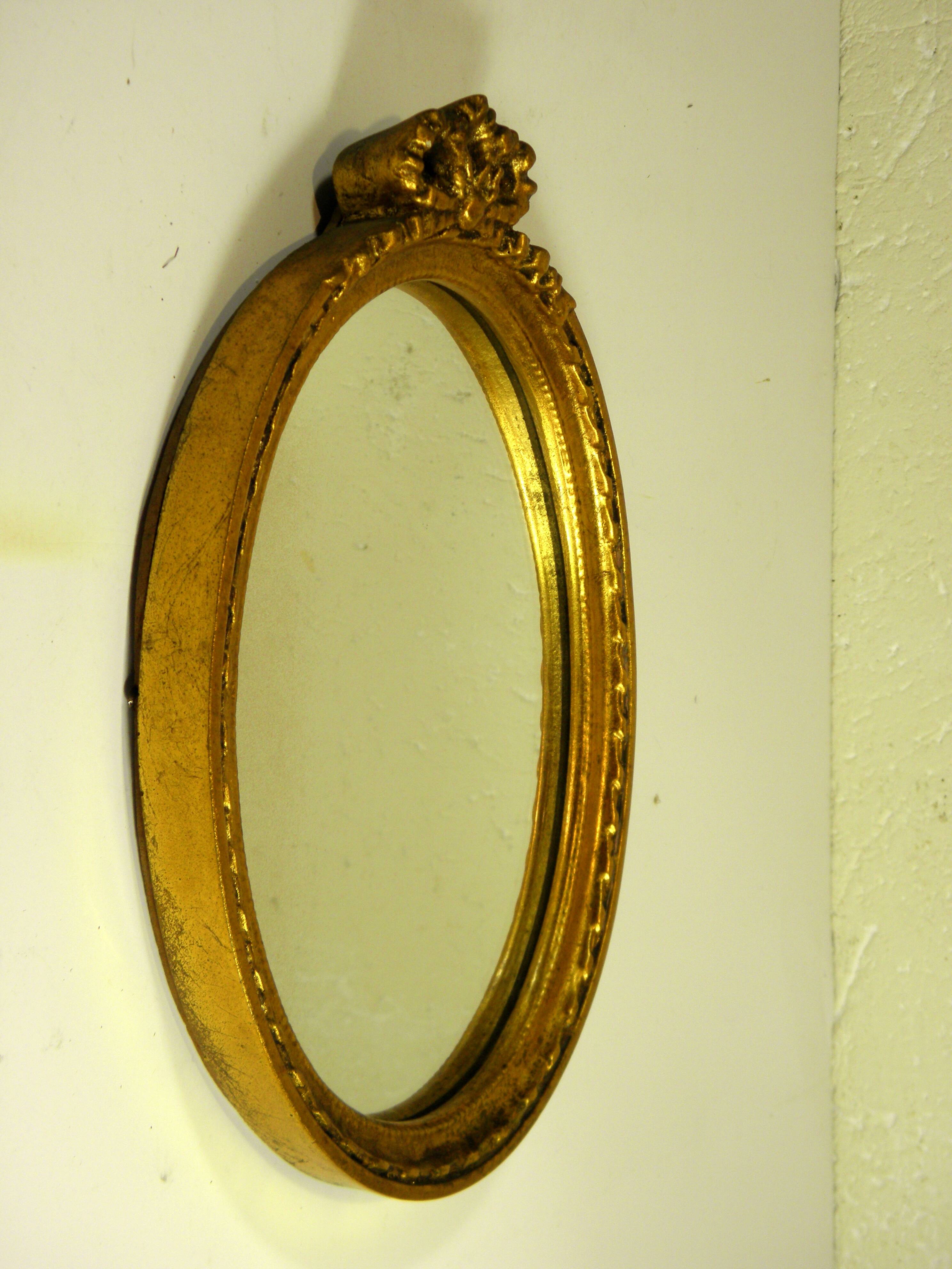 Oval mirror gold frame 28 x 20 cm