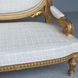 Louis XVI-style gilded wooden bass bench