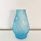 Moulded pressed blue glass vase