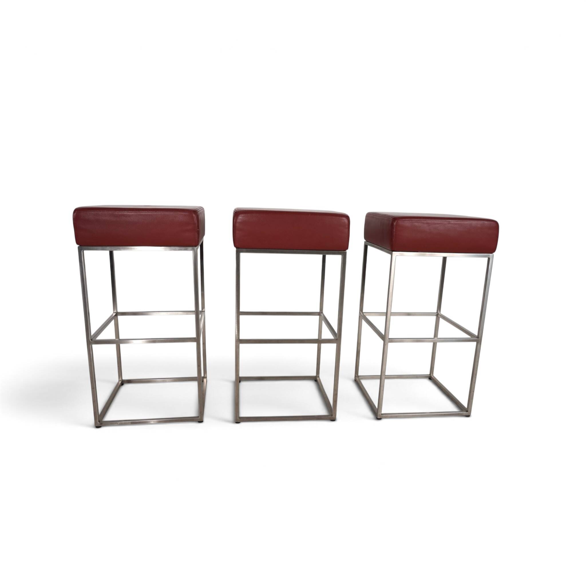 De Sede set of 3 DS 218/55 leather bar stools by Paolo Piva, 2000