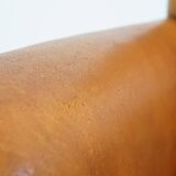 Sheepskin Leather Armchair and Dark Brown Piping