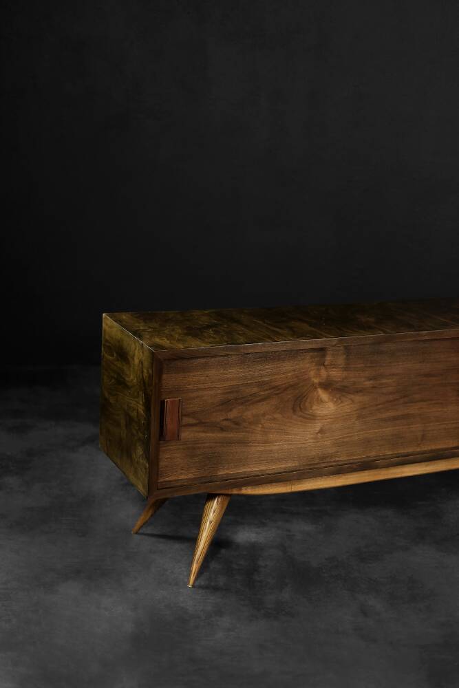 Mid-Century Scandinavian Classic Modern Birch Sideboard with Walnut Front, 1960s