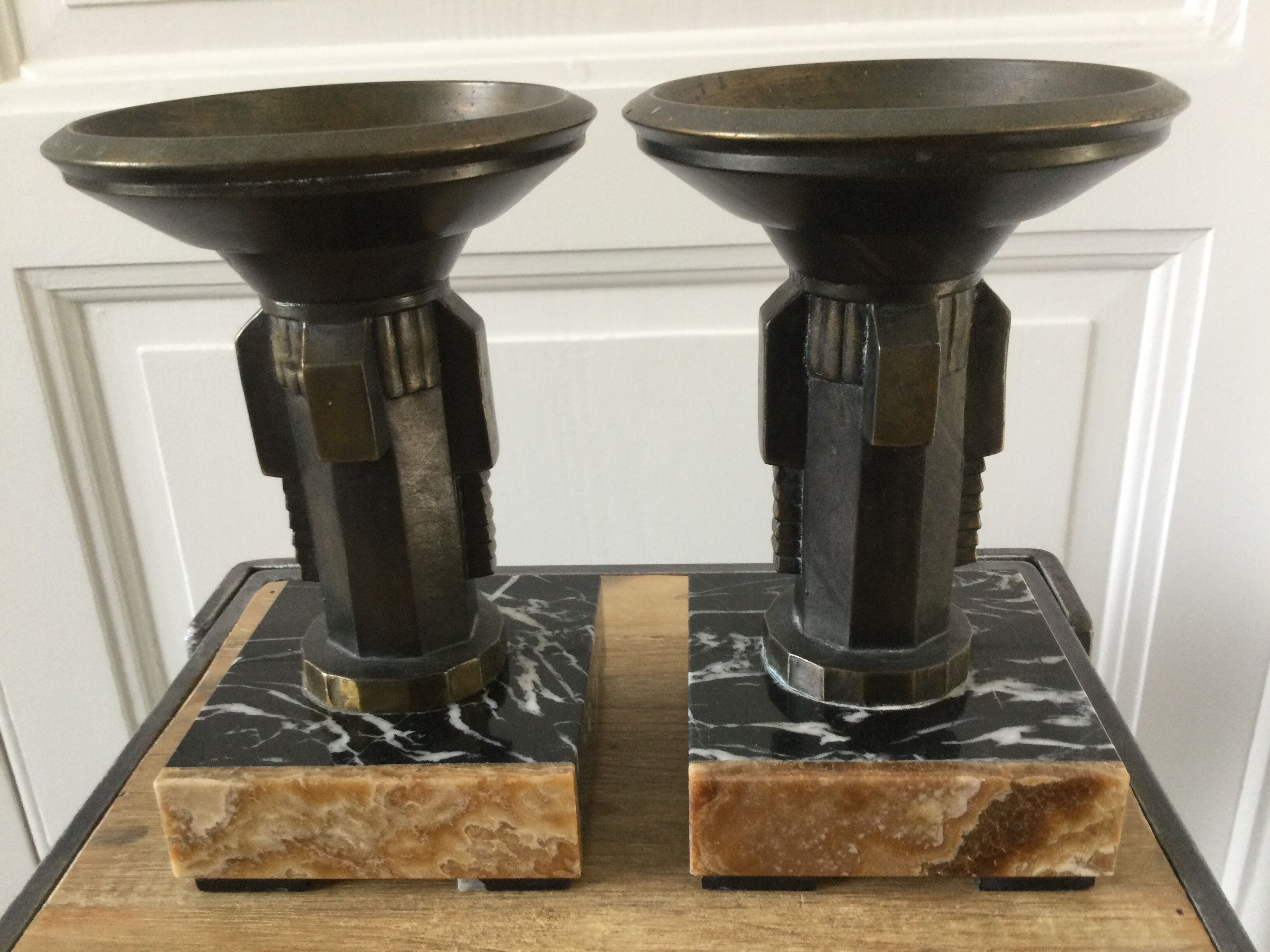 Pair of empty pocket or candle holder 40s art deco