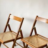 Pair folding chairs caning