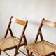 Pair folding chairs caning