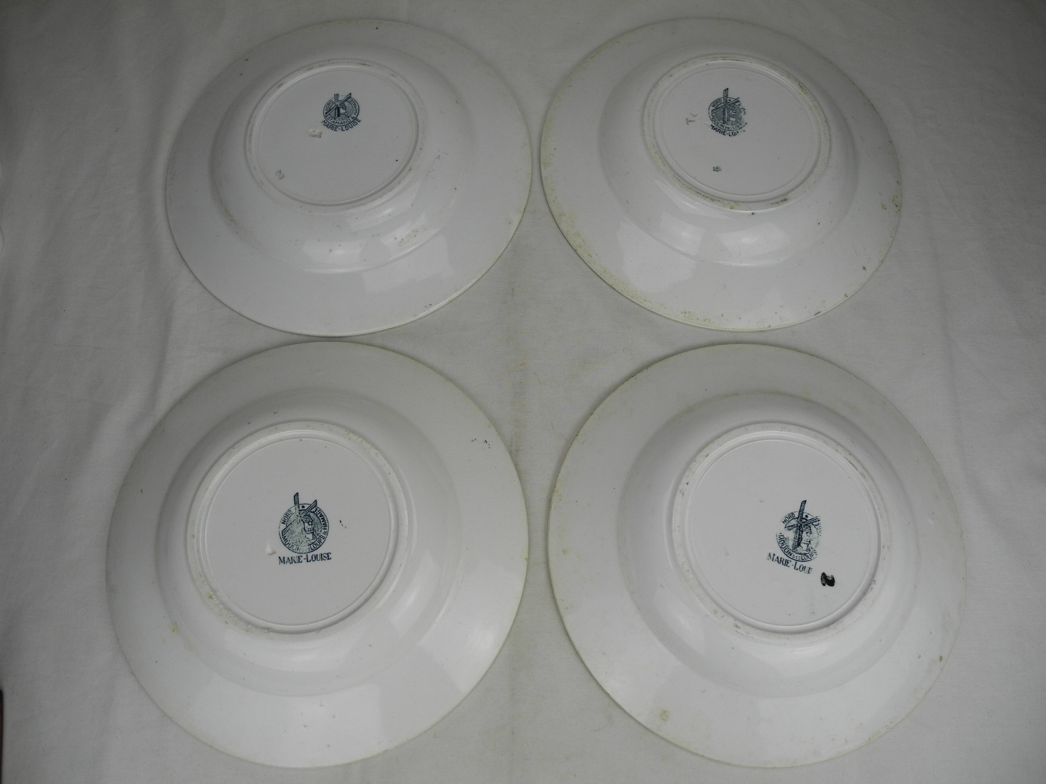 4 Moulin Loups Marie Louise french soup plates