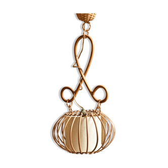 Vintage rattan chandelier 60s