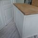 Vintage chest of drawers with pearl gray patina and waxed finish, 3 drawers, wooden top.