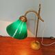 Art Deco desk lamp in brass and conical green opaline, 1920s-30s