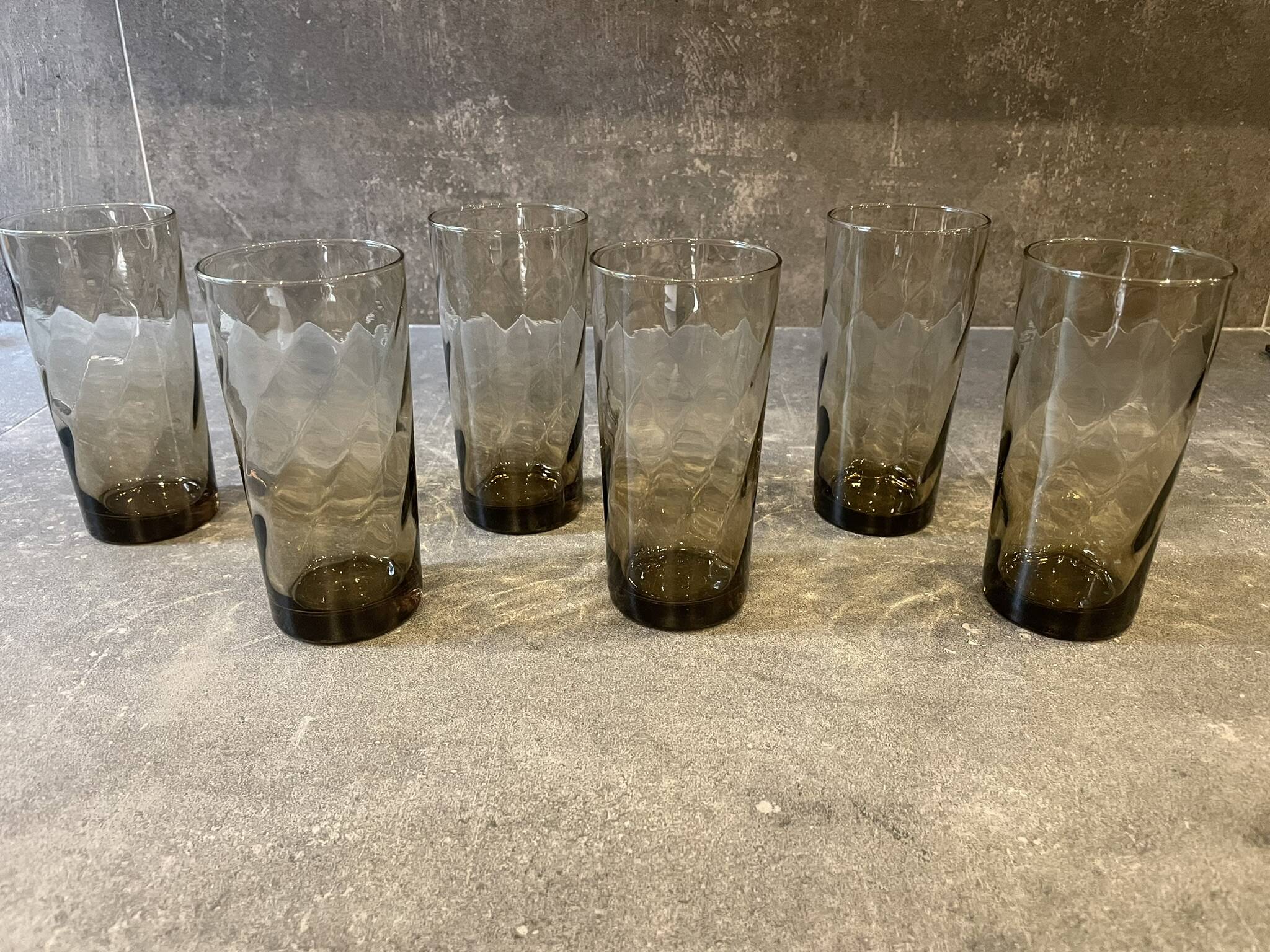6 Luminarc smoked glass glasses