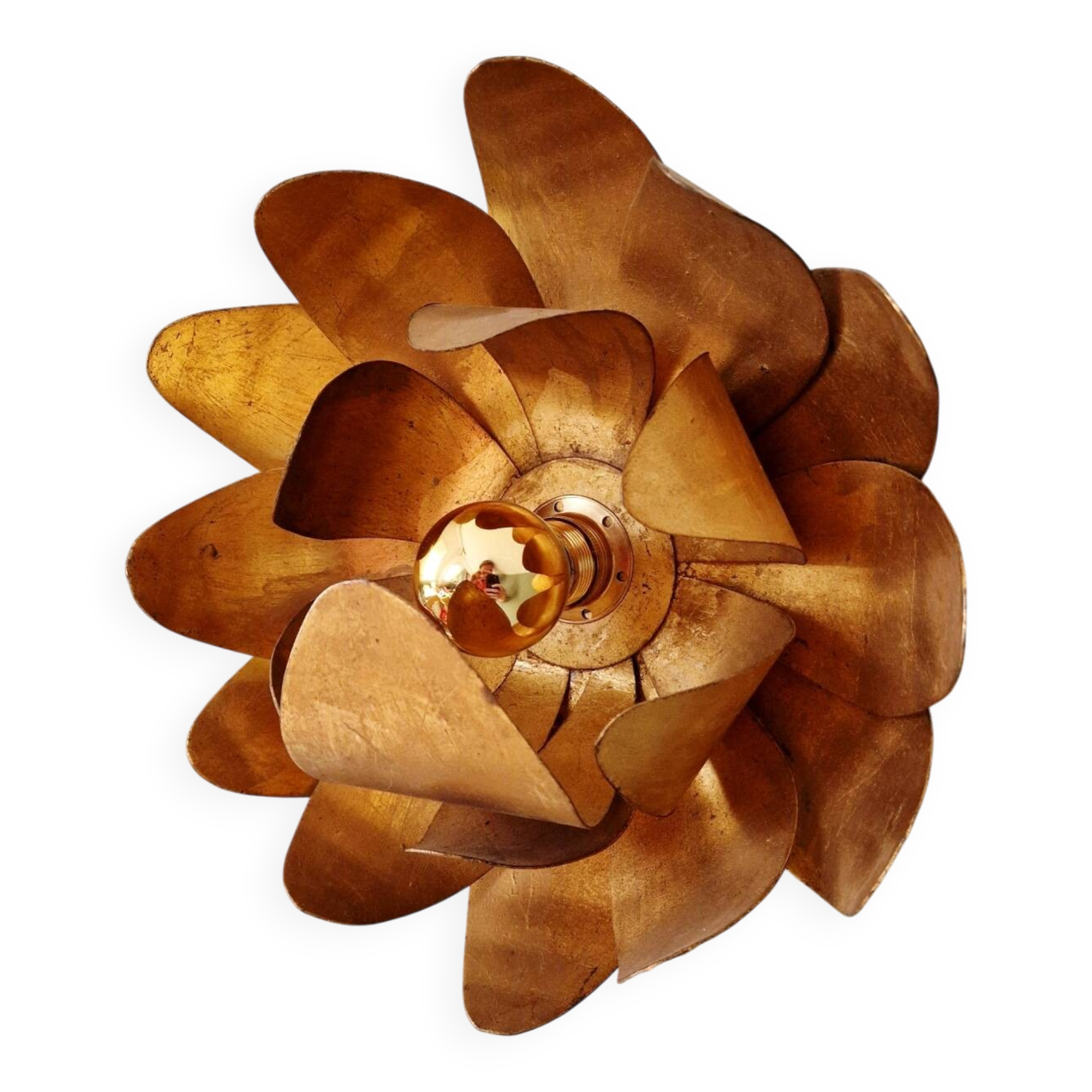 Gold metal floral wall light, 1960-70.