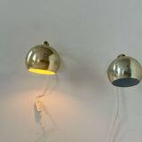 Pair of vintage adjustable wall lights, brass, Sweden 1970