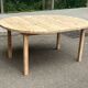 Table de repas ronde, ovale extensible scandinave en sapin poncé