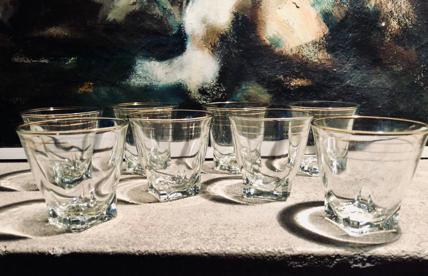 Vintage water or wine glasses with gold rims