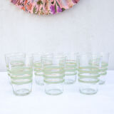 7 glasses green and gold granita