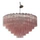 Contemporary pink "tronchi" murano glass chandelier in venini style
