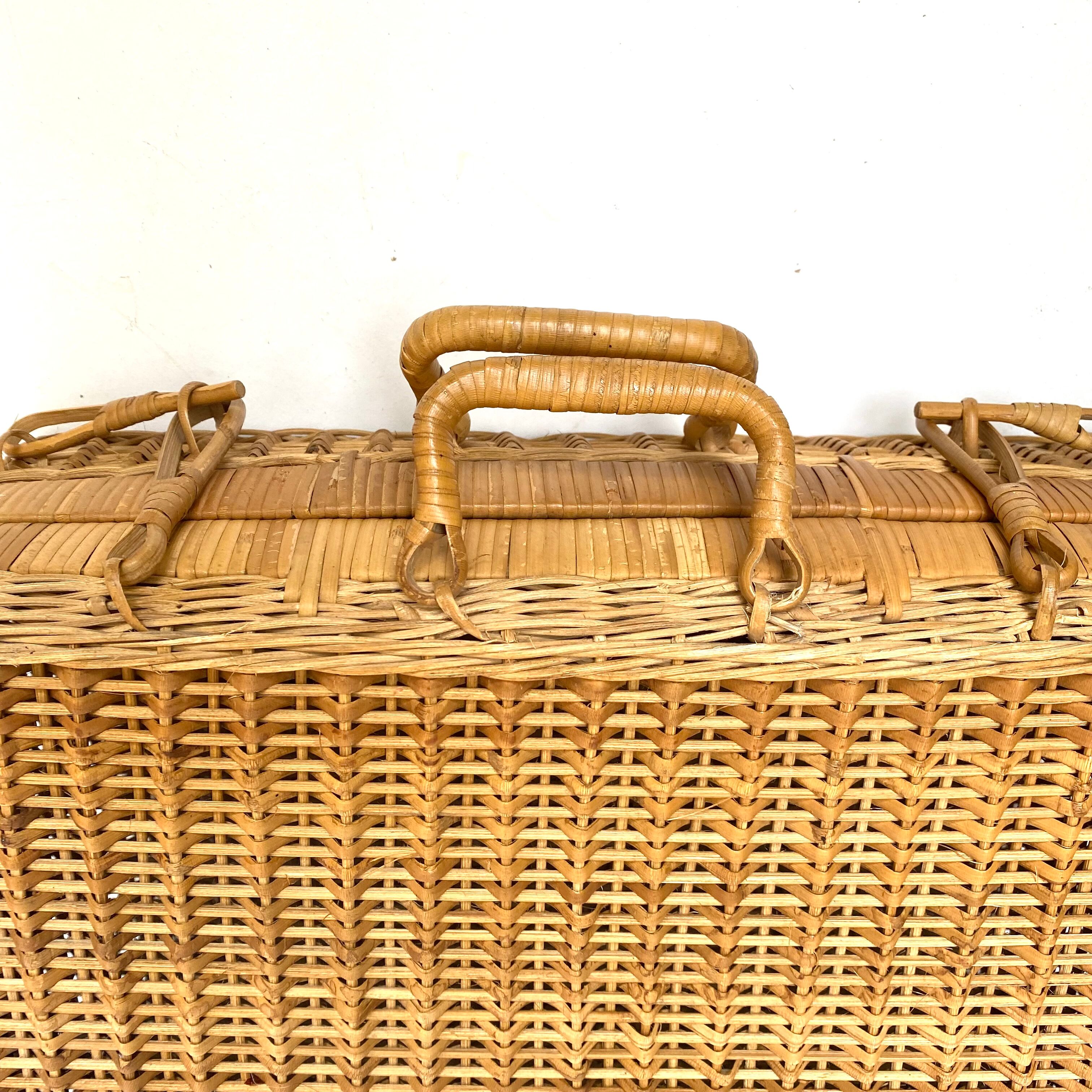 Vintage braided bamboo suitcase