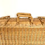 Vintage braided bamboo suitcase