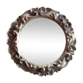 Miroir vintage rond en bois doré 24cm
