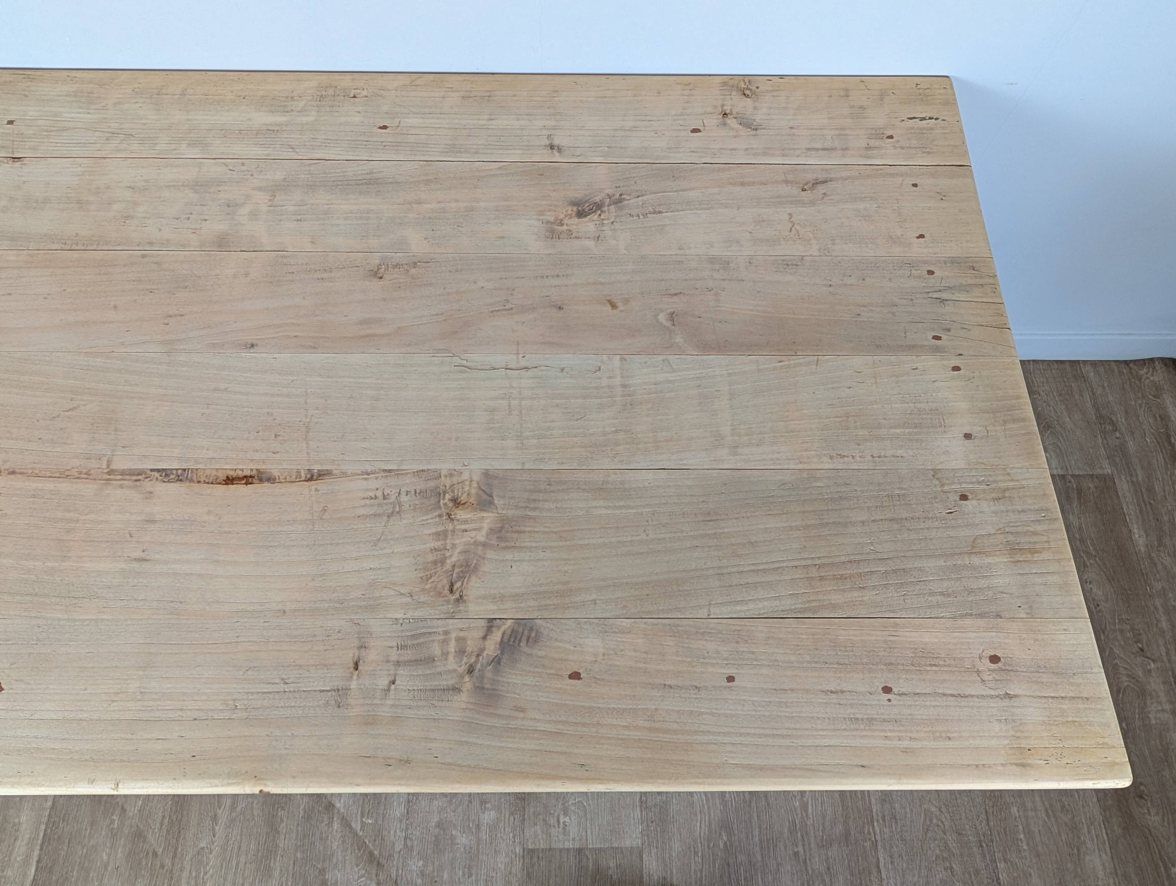 Raw wood farmhouse table