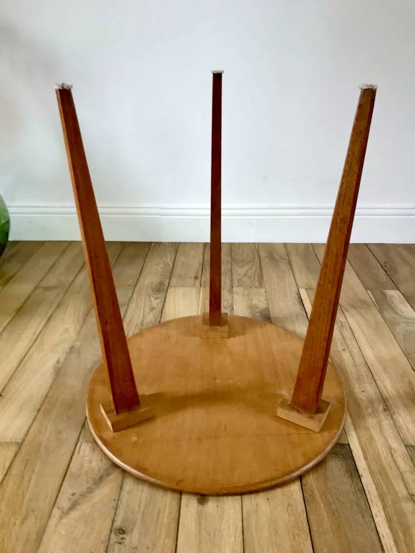 Tripod side table in wood veneer from the 50s and 60s