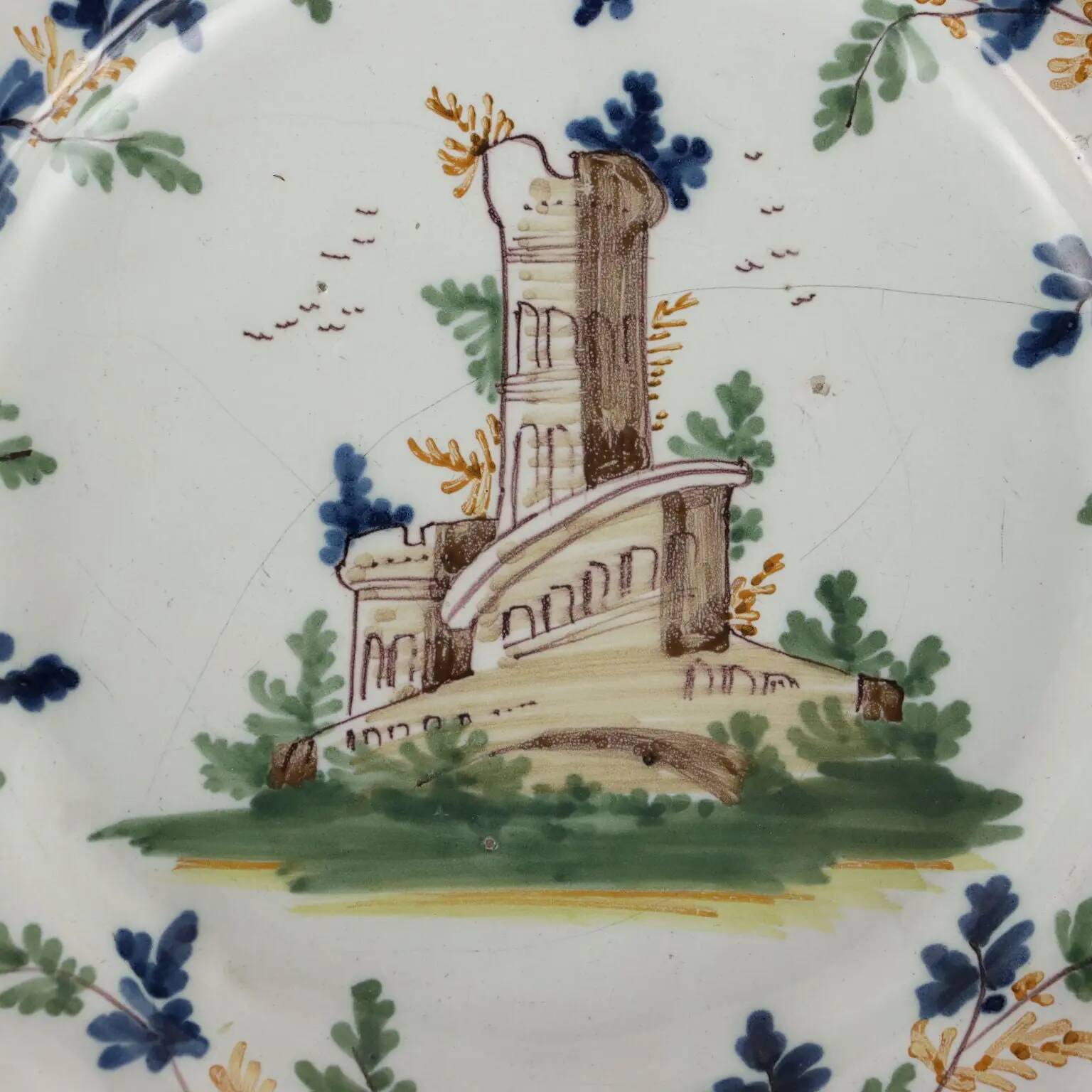 Antique majolica plate, Pavia, Italy, 18th century