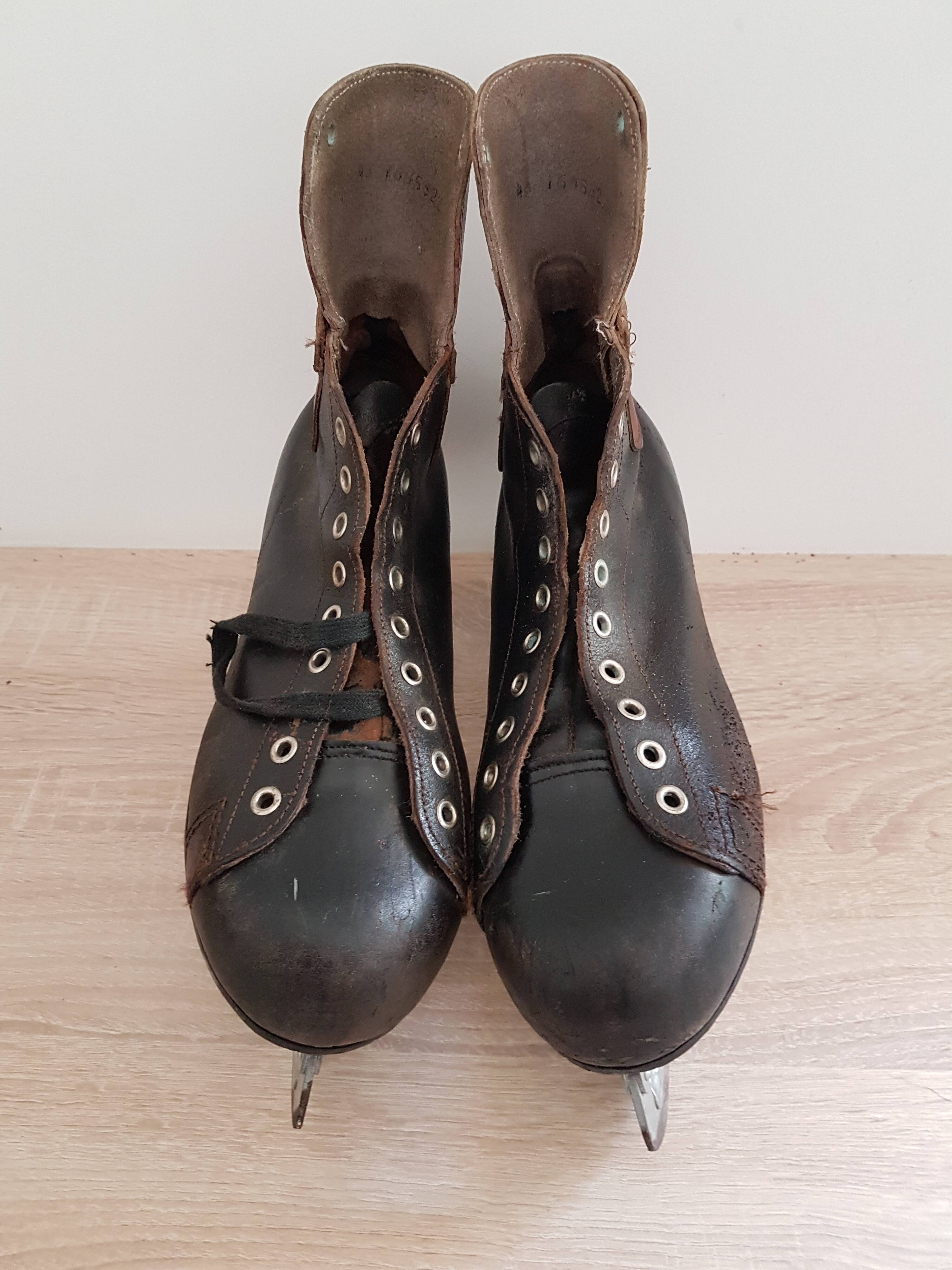 Pair of black and brown ice skates