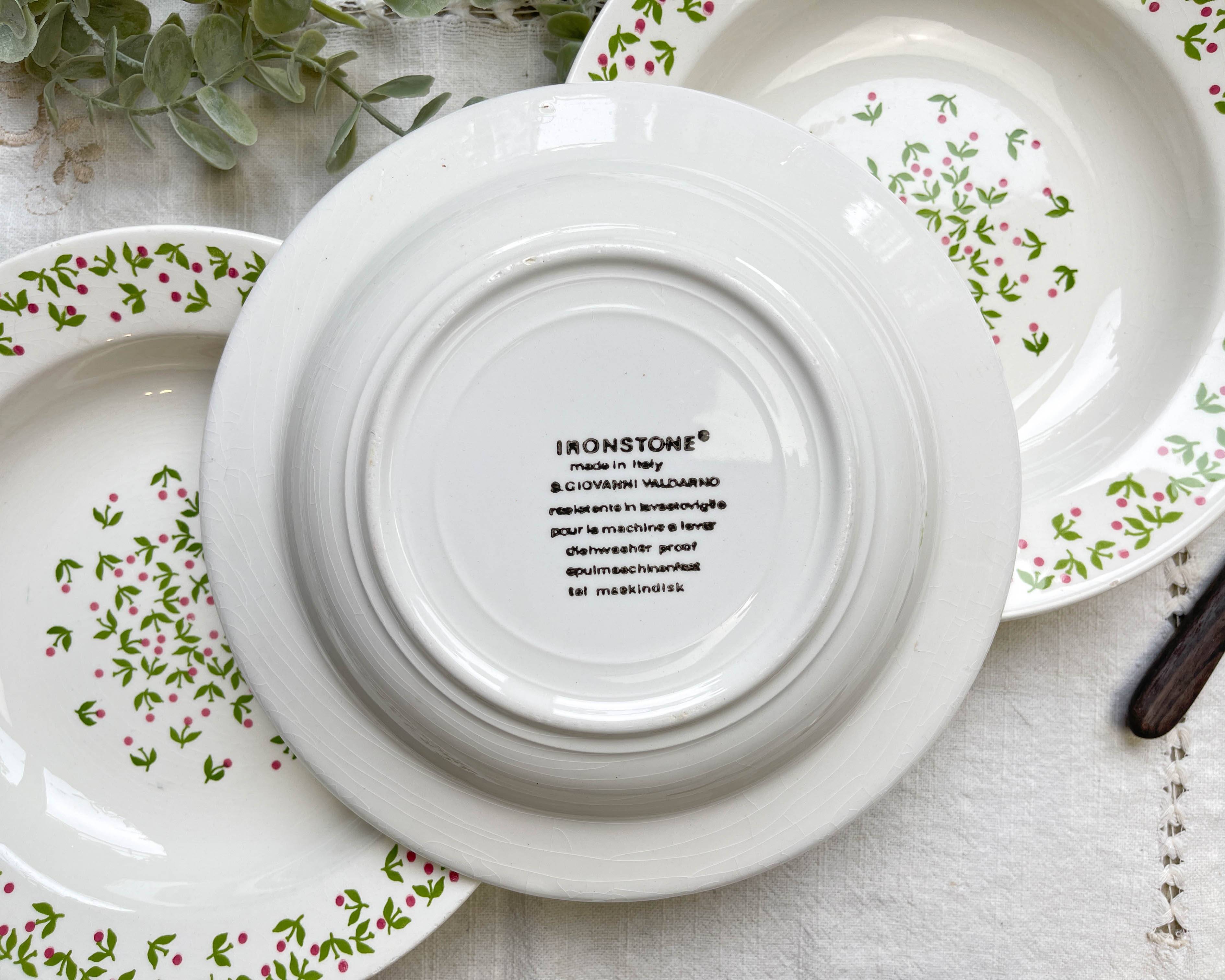 Deep plates Ironstone Italian Giovanni Valdarno pattern green red