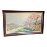 Landscape painting view of the village of Angles Gard Avignon Hurard 1887-1956