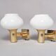 Pair of Vintage 1970s British Gold & Opaline Glass Wall Lamps / Sconces