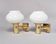 Pair of Vintage 1970s British Gold & Opaline Glass Wall Lamps / Sconces