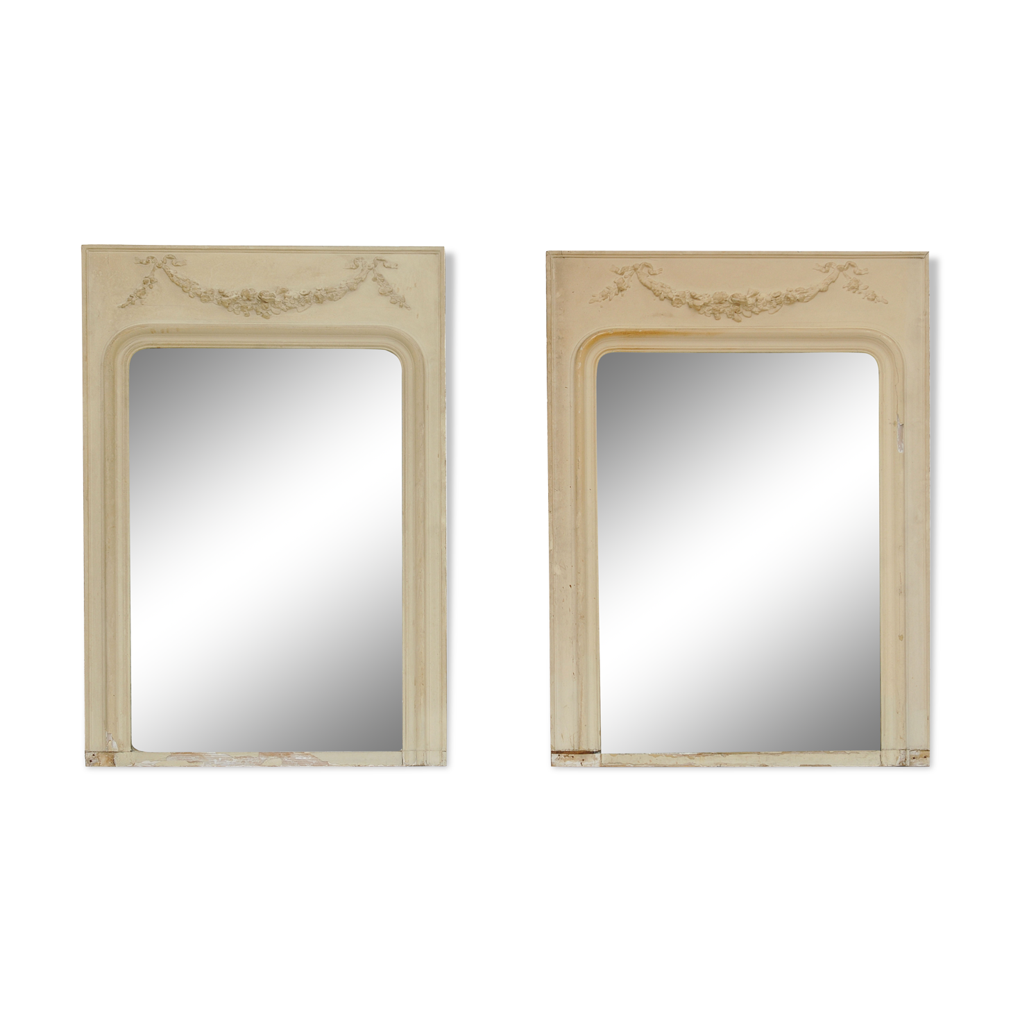 Pair of lacquered wooden trumeaux mirrors -140 x 90 cm