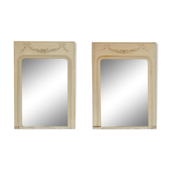Pair of lacquered wooden trumeaux mirrors -140 x 90 cm
