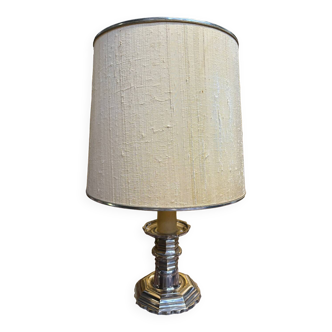 Lampe pied en métal argenté