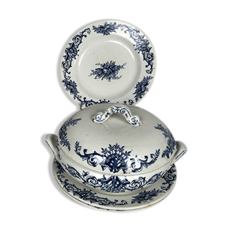 Lunéville Keller & Guérin, soup bowl and ten plates Maintenon