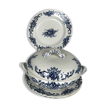 Lunéville Keller & Guérin, soup bowl and ten plates Maintenon