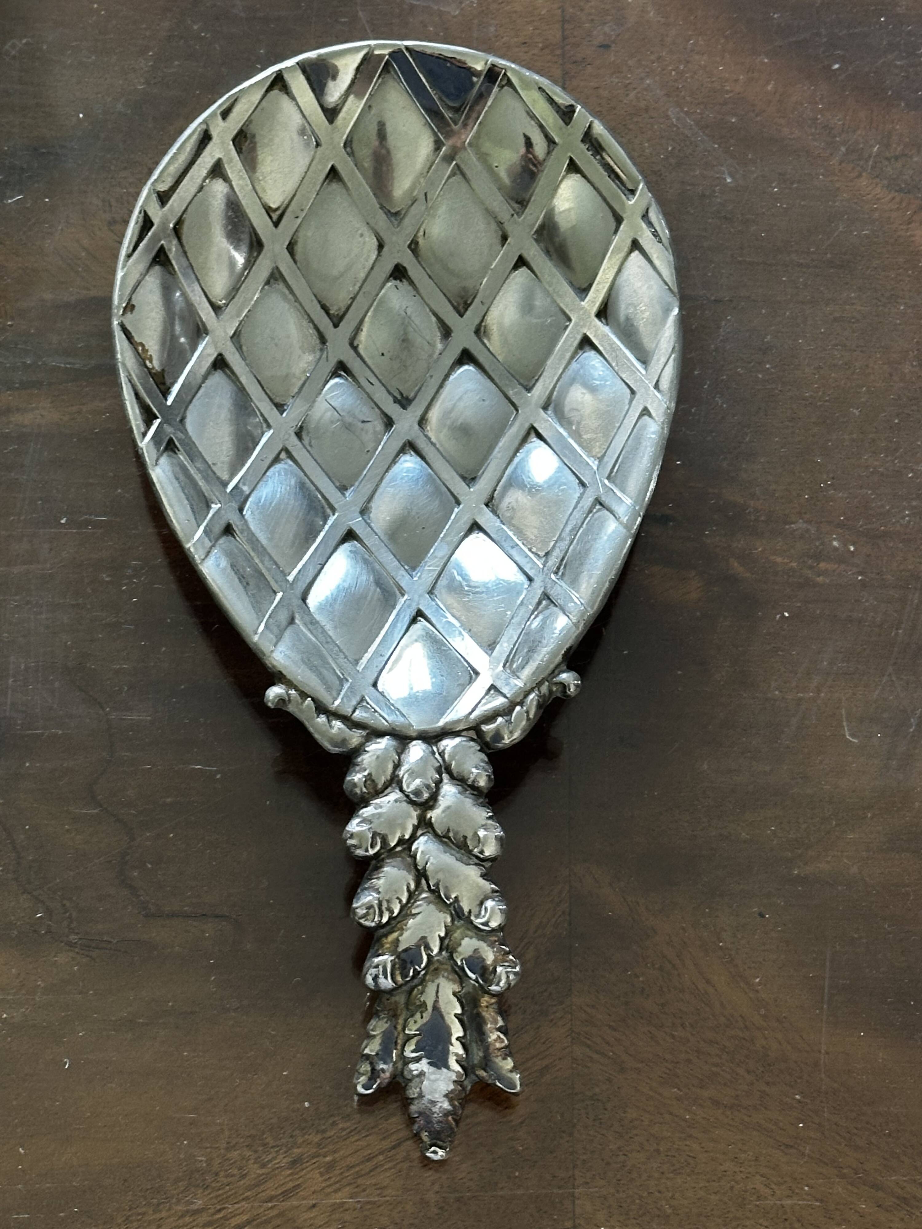 Silver-plated metal pineapple trinket tray, 1970