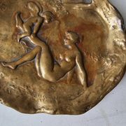 Ashtray / bronze bowl Figurative nude - Art Nouveau signed Joe Desco