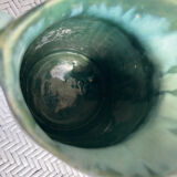 Turquoise green enamelled ceramic pitcher