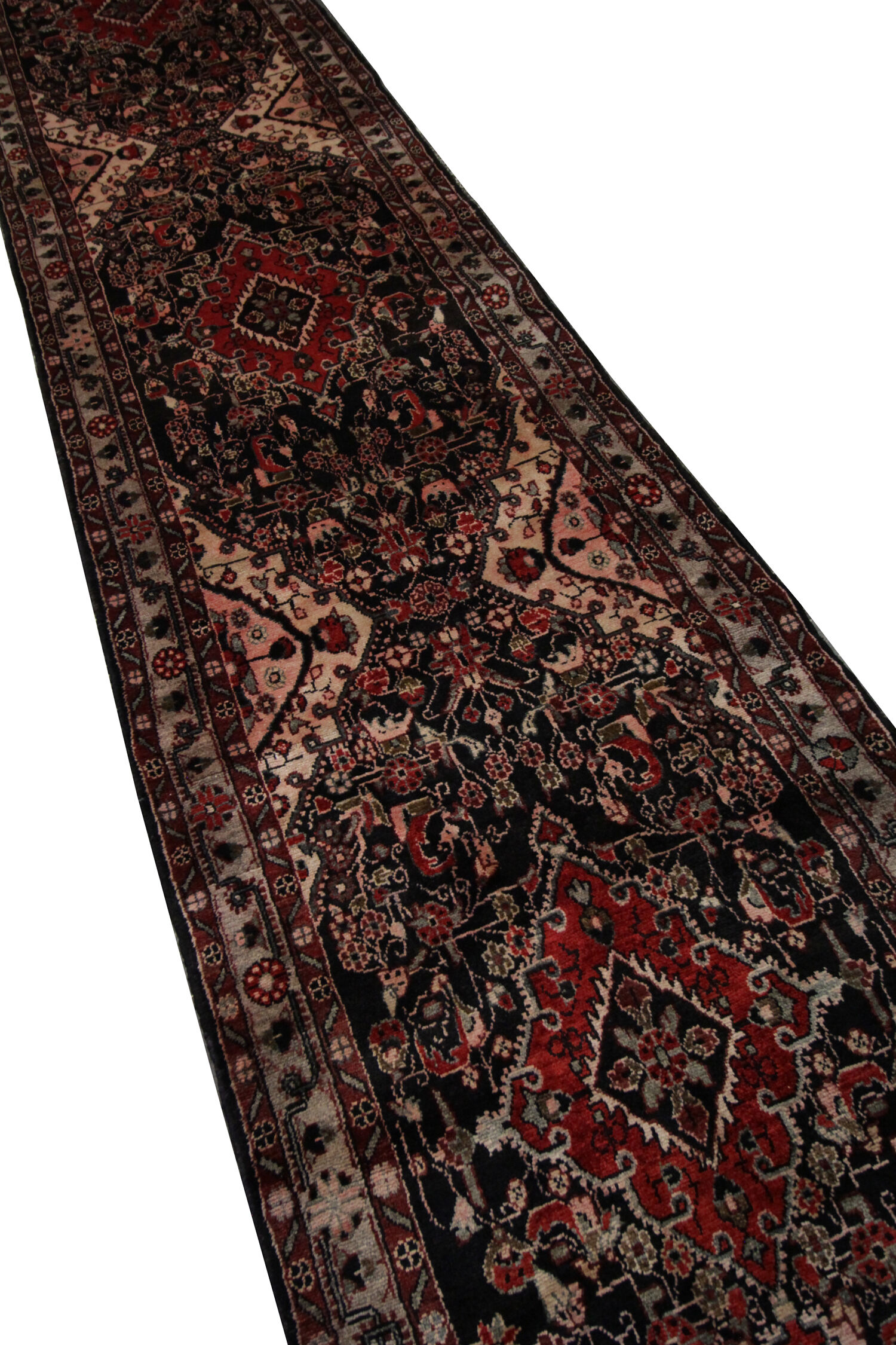 Traditional persian runner rug long oriental red beige wool carpet 89x518cm