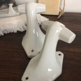Set of 3 porcelain hooks, bathroom, art deco