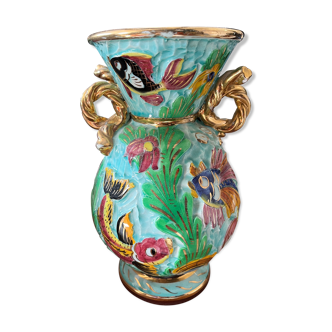 Vase Monaco fish motifs signed