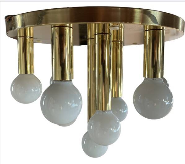 Art Deco-mid-century ceiling light in brass – 10 lights